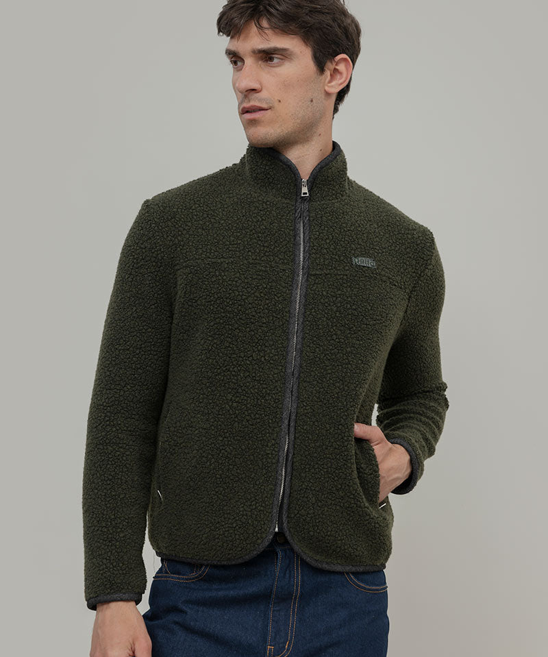Giacca Pile Uomo Lana Rigenerata Uomo Verde - Rifò Lab Moda circolare made in Italy 