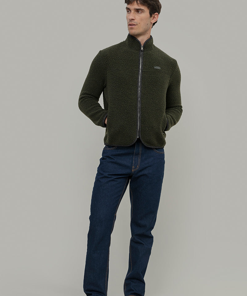 Giacca Pile Uomo Lana Rigenerata Uomo Verde - Rifò Lab Moda circolare made in Italy 