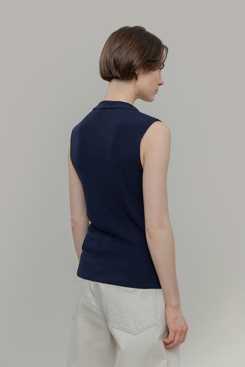 Maglia Polo Donna Senza Maniche Viscosa Rosa Blanca - Rifò Lab Moda circolare made in Italy