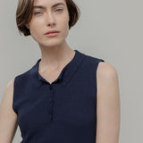 Maglia Polo Donna Senza Maniche Viscosa Rosa Blanca - Rifò Lab Moda circolare made in Italy