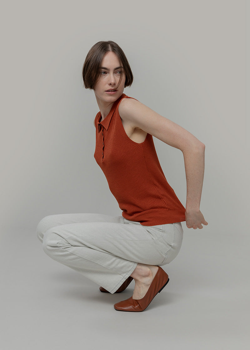 Maglia Polo Donna Senza Maniche Viscosa Rosa Blanca - Rifò Lab Moda circolare made in Italy