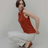 Maglia Polo Donna Senza Maniche Viscosa Rosa Blanca - Rifò Lab Moda circolare made in Italy