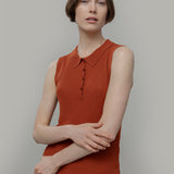 Maglia Polo Donna Senza Maniche Viscosa Rosa Blanca - Rifò Lab Moda circolare made in Italy