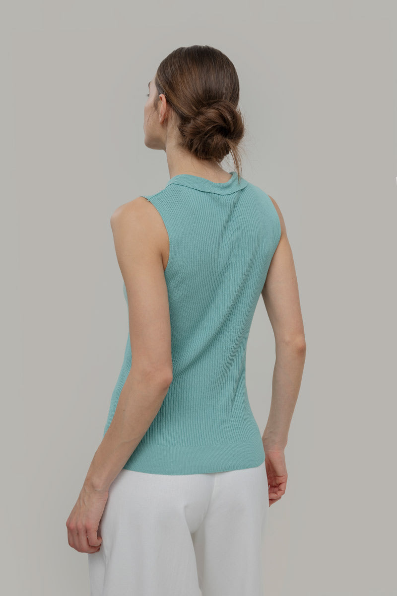 Maglia Polo Donna Senza Maniche Viscosa Rosa Blanca - Rifò Lab Moda circolare made in Italy