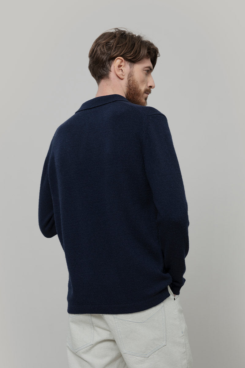 Maglione Polo Uomo Cashmere Riciclato Bernardo - Rifò Lab Moda circolare made in Italy
Blu Mora