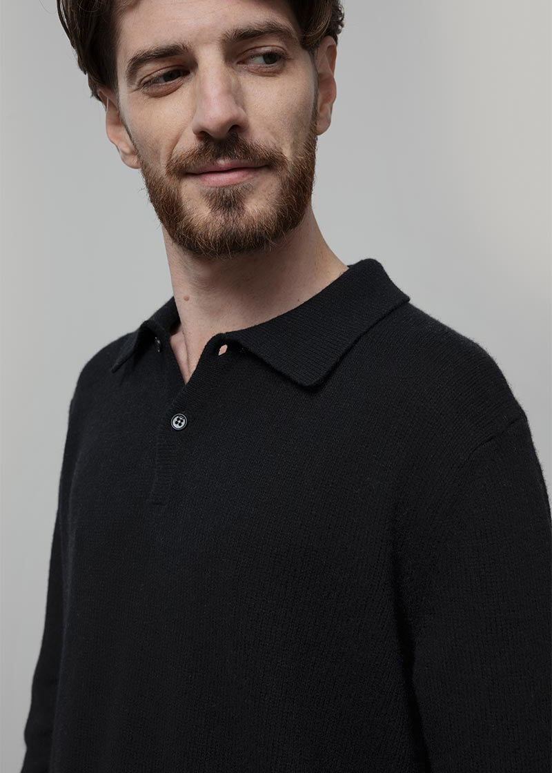 Maglione Polo Uomo Cashmere Riciclato Bernardo - Rifò Lab Moda circolare made in Italy
Nero Ardesia