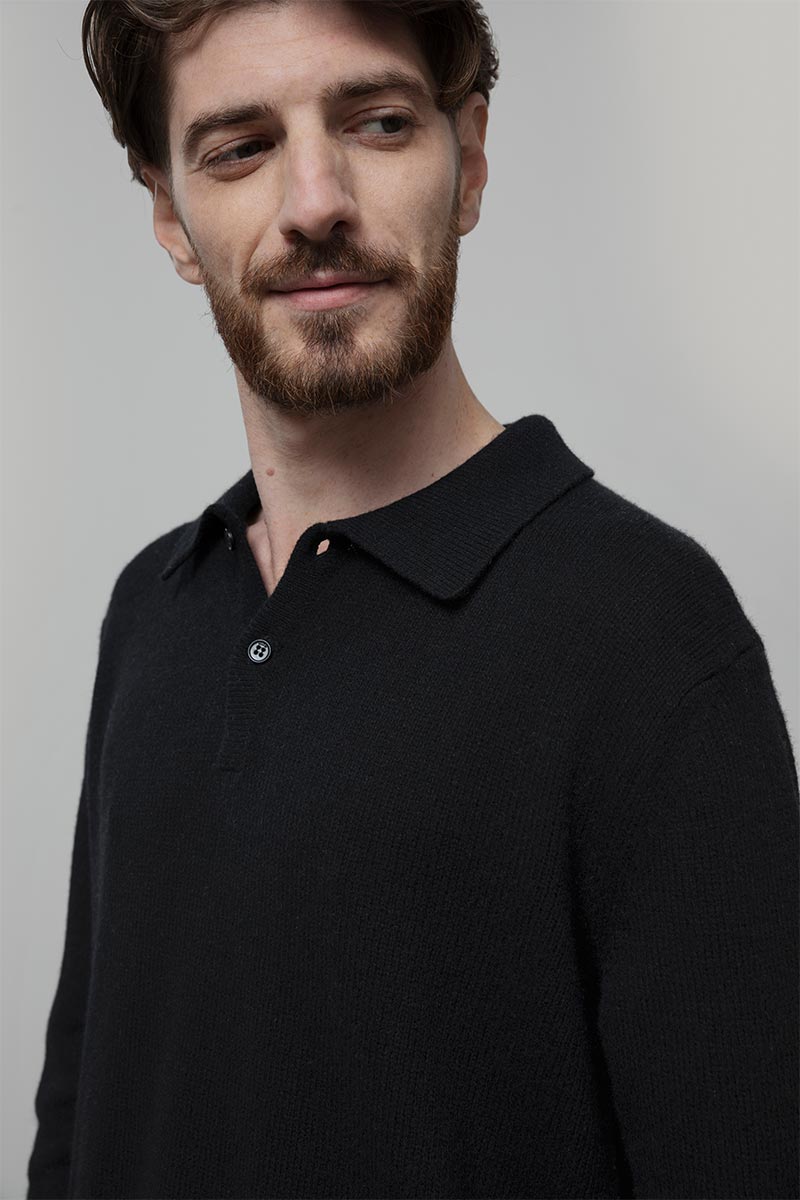 Maglione Polo Uomo Cashmere Riciclato Bernardo - Rifò Lab Moda circolare made in Italy
Nero Ardesia