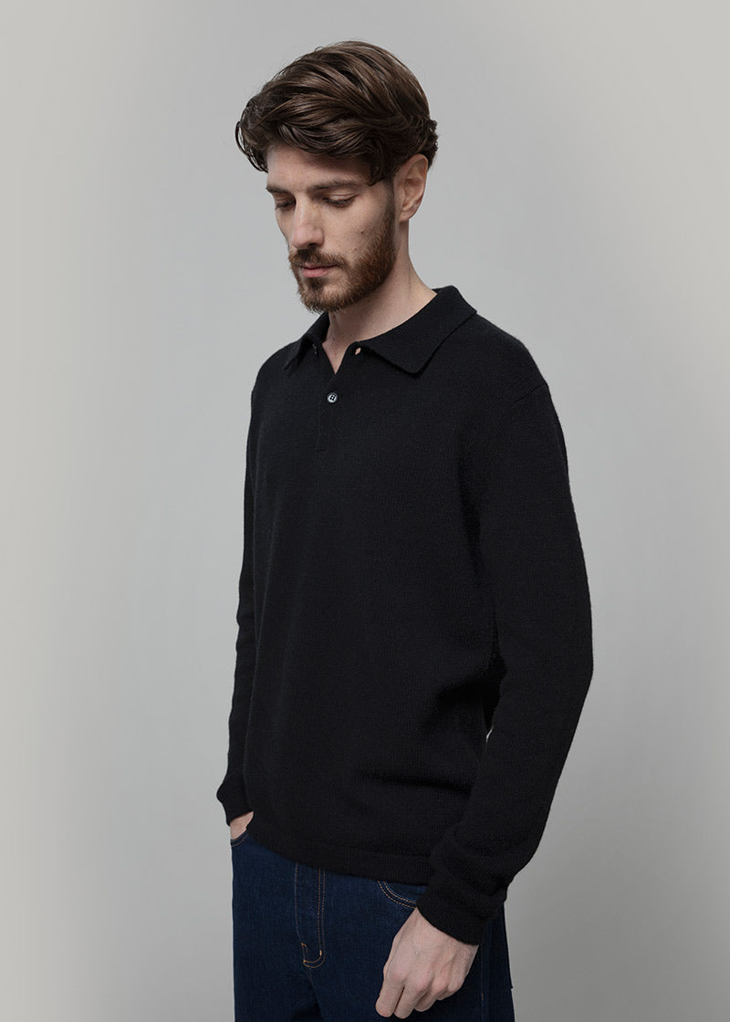 Maglione Polo Uomo Cashmere Riciclato Bernardo - Rifò Lab Moda circolare made in Italy
Nero Ardesia