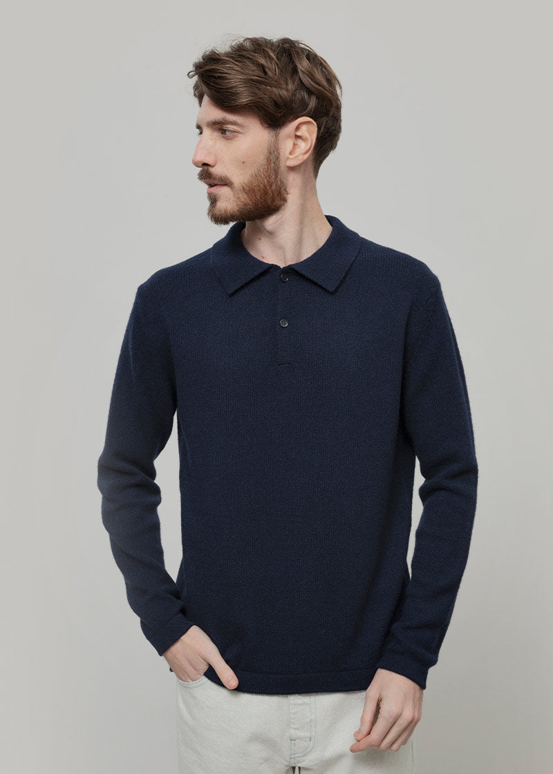 Maglione Polo Uomo Cashmere Riciclato Bernardo - Rifò Lab Moda circolare made in Italy
Blu Mora