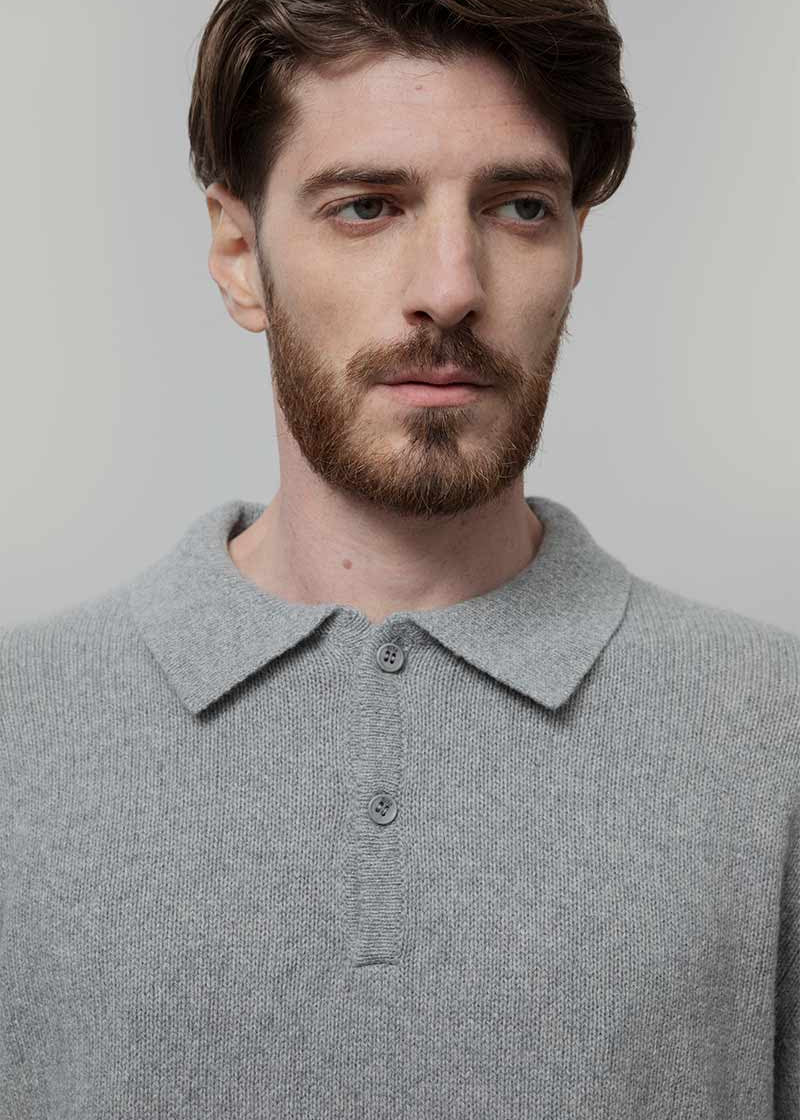 Maglione Polo Uomo Cashmere Riciclato Bernardo - Rifò Lab Moda circolare made in Italy
Grigio Calce