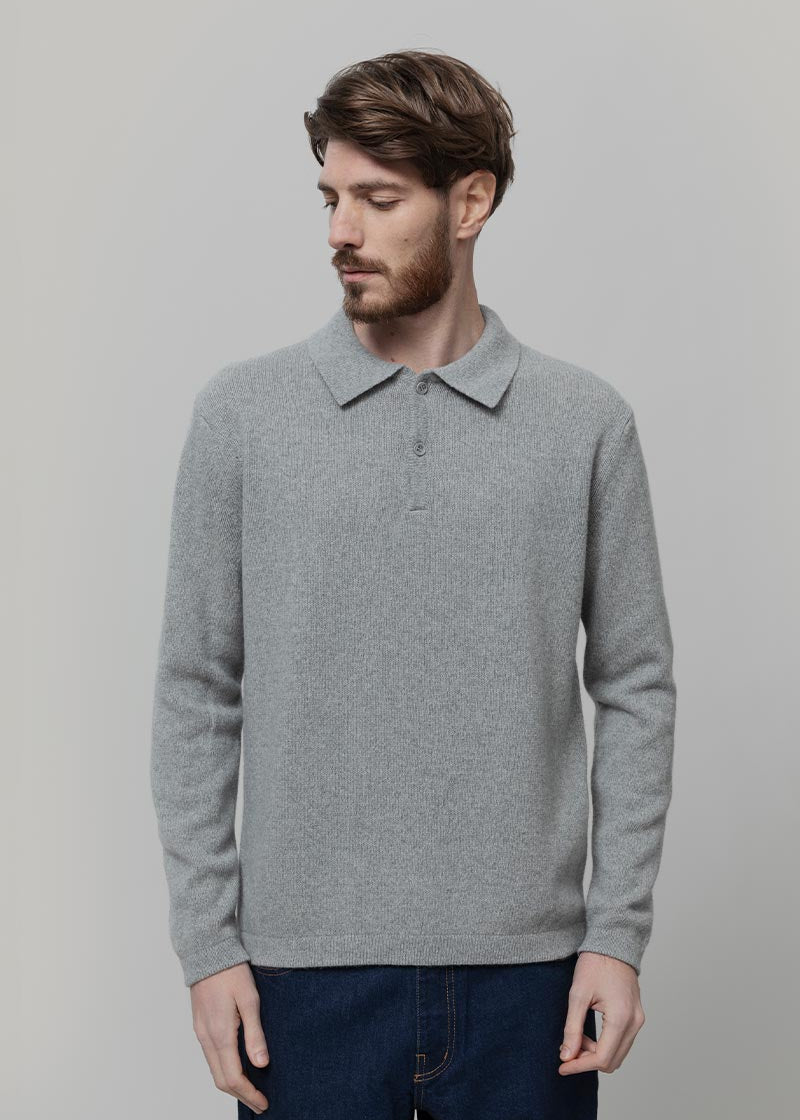 Maglione Polo Uomo Cashmere Riciclato Bernardo - Rifò Lab Moda circolare made in Italy
Grigio Calce