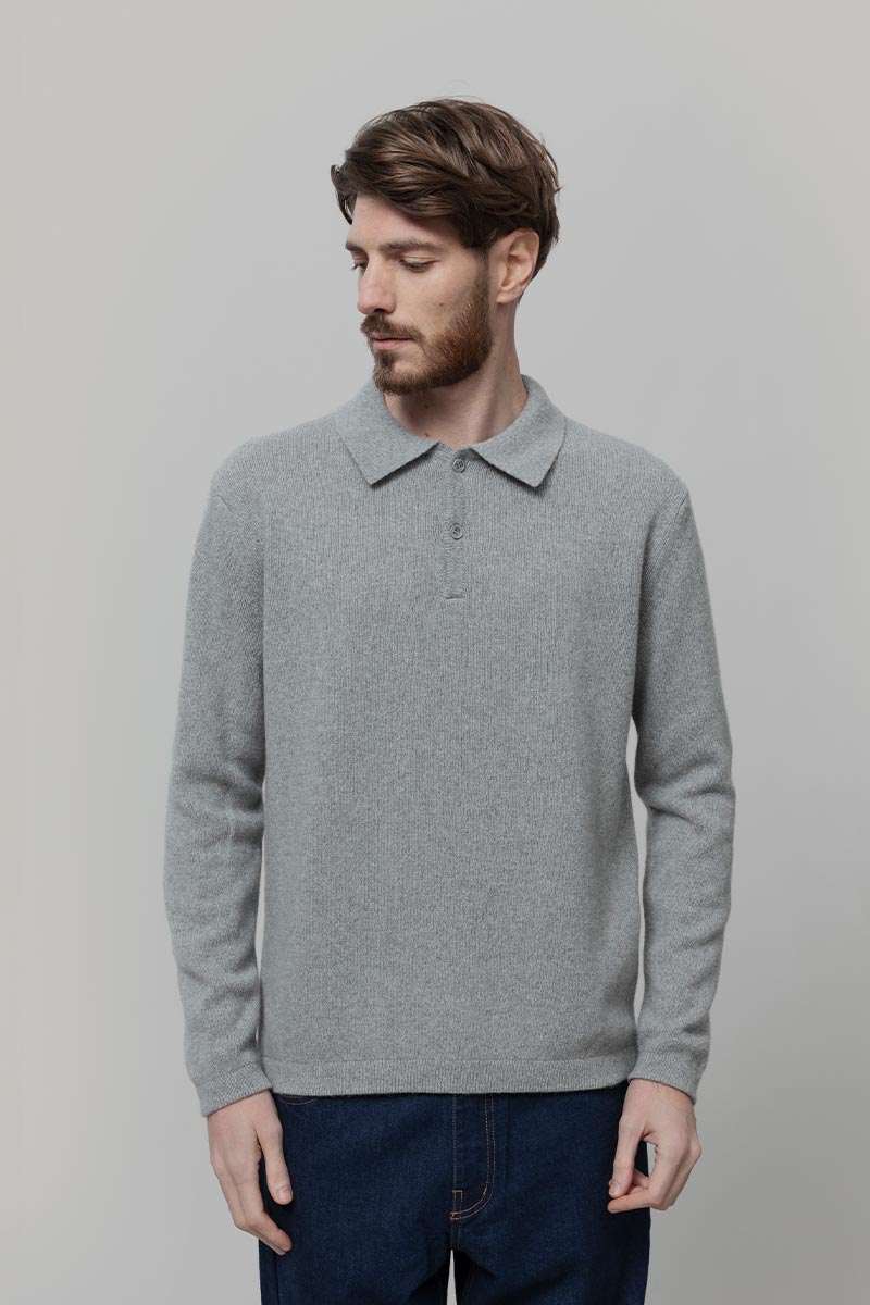 Maglione Polo Uomo Cashmere Riciclato Bernardo - Rifò Lab Moda circolare made in Italy
Grigio Calce