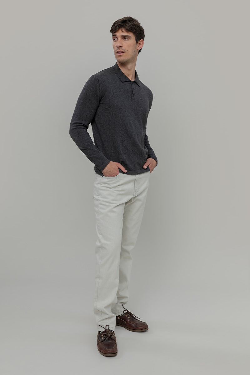 Polo Maniche Lunghe Uomo Cotone Rigenerato Antonio - Rifò Lab Moda circolare made in Italy