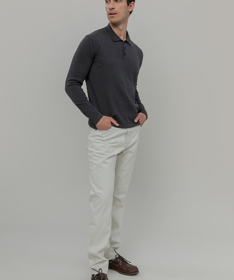 Polo Maniche Lunghe Uomo Cotone Rigenerato Antonio - Rifò Lab Moda circolare made in Italy