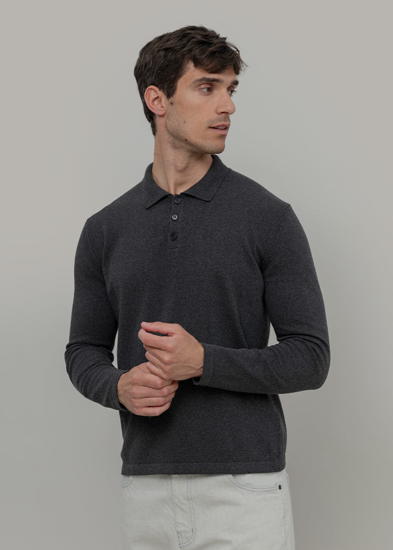 Polo Maniche Lunghe Uomo Cotone Rigenerato Antonio - Rifò Lab Moda circolare made in Italy