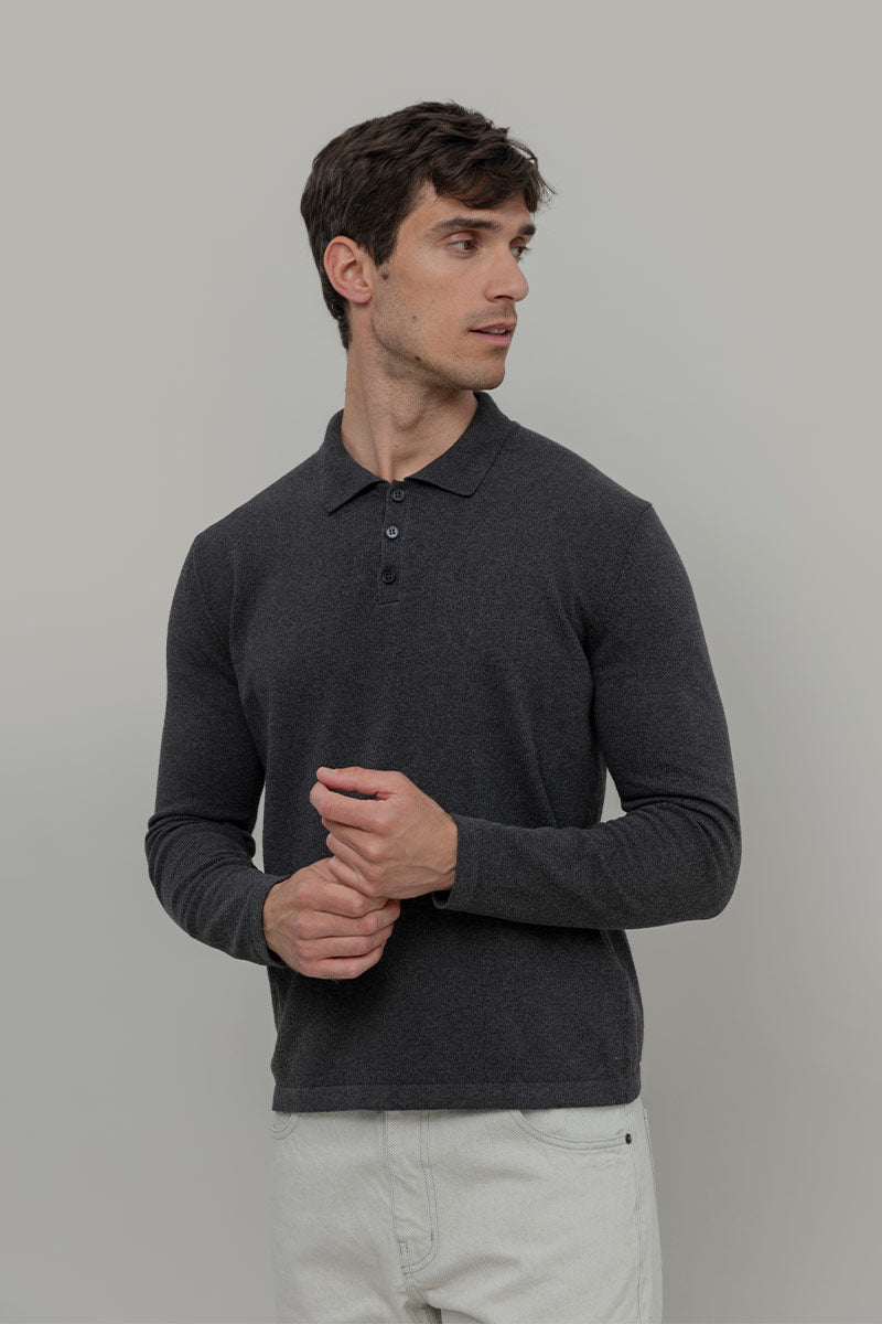 Polo Maniche Lunghe Uomo Cotone Rigenerato Antonio - Rifò Lab Moda circolare made in Italy