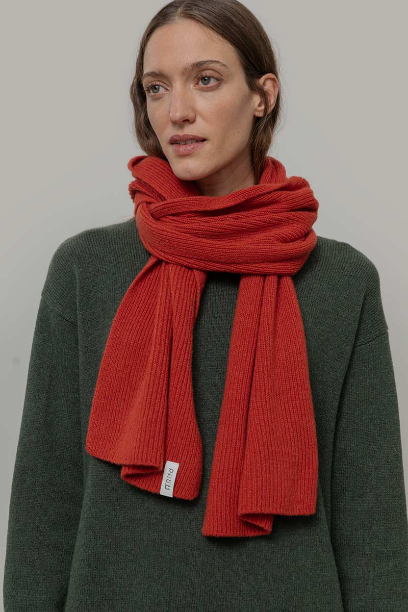 Men Women Recycled Cashmere Scarf Federico Red - Rifò
