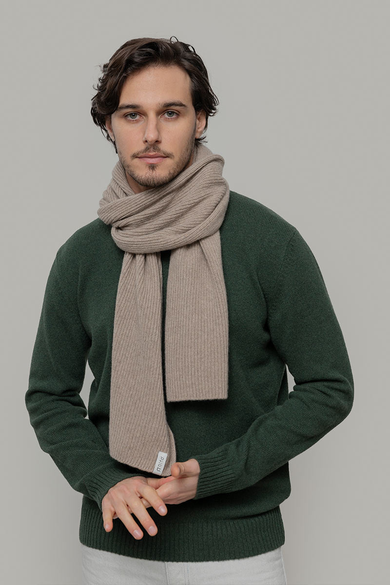 Men Women Recycled Cashmere Scarf Federico Beige - Rifò