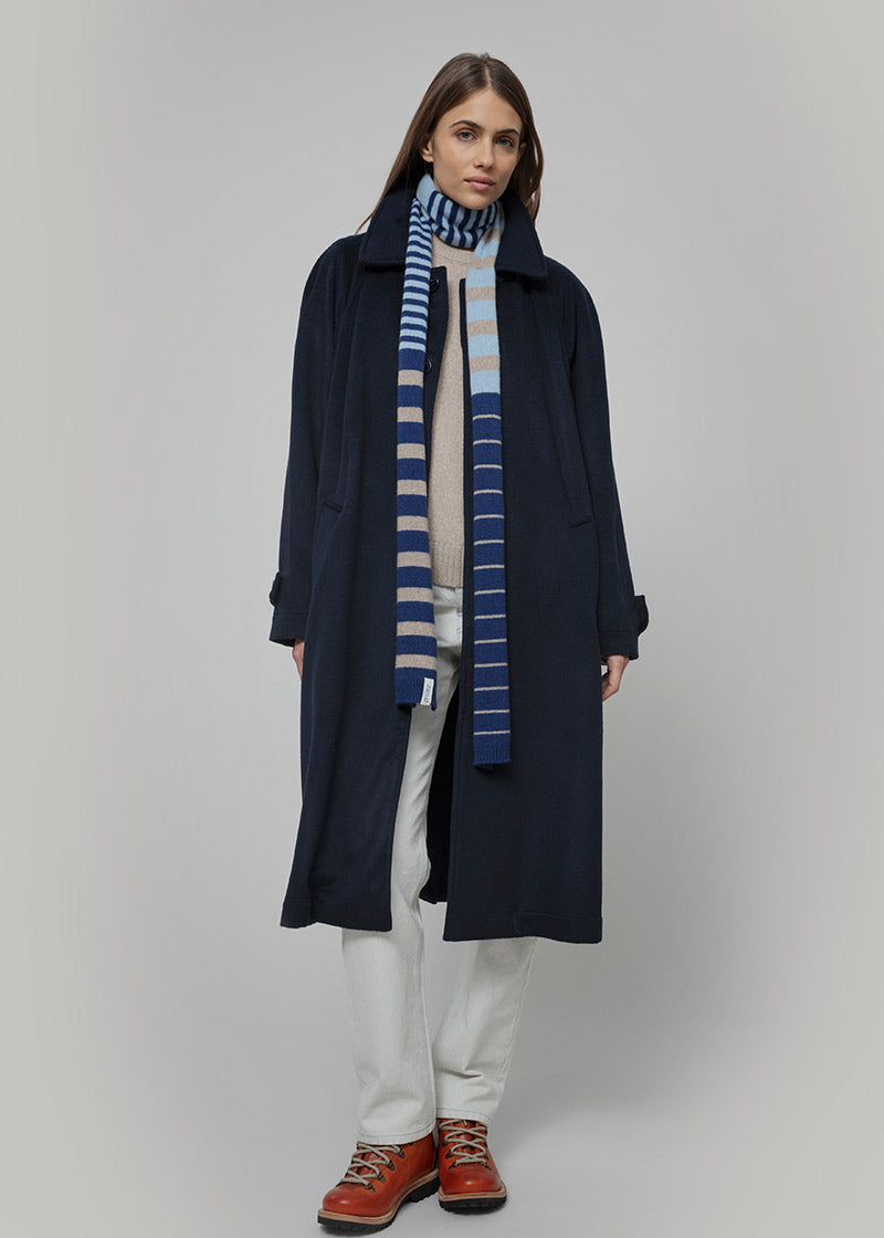Sciarpa Cashmere Sottile a Righe Blu Rino - Rifò Lab Moda circolare made in Italy