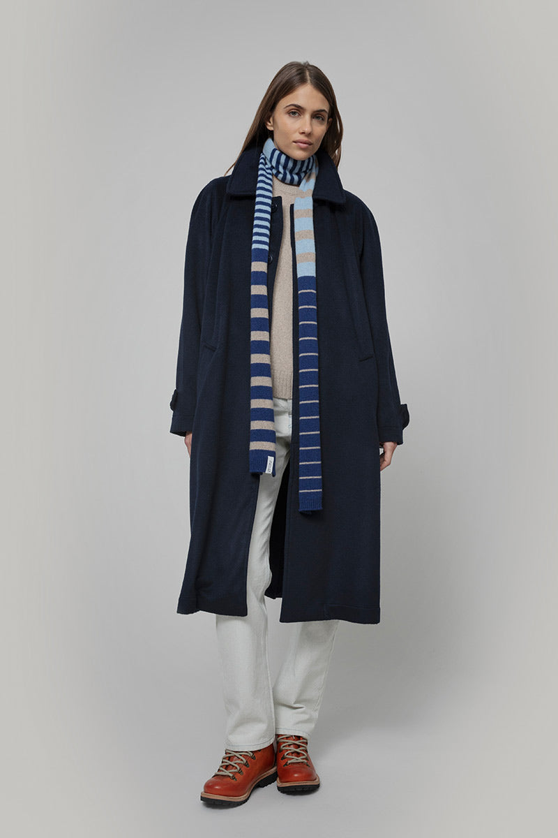 Sciarpa Cashmere Sottile a Righe Blu Rino - Rifò Lab Moda circolare made in Italy