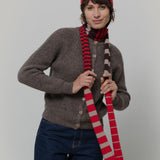 Sciarpa Cashmere Sottile a Righe Rossa Rino - Rifò Lab Moda circolare made in Italy