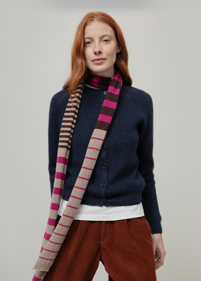 Sciarpa Cashmere Sottile a Righe Beige Rino - Rifò Lab Moda circolare made in Italy