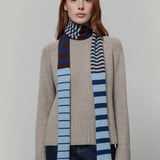 Sciarpa Cashmere Sottile a Righe Azzurro Rino - Rifò Lab Moda circolare made in Italy