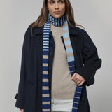 Sciarpa Cashmere Sottile a Righe Blu Rino - Rifò Lab Moda circolare made in Italy