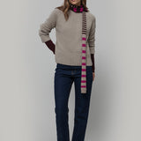 Sciarpa Cashmere Sottile a Righe Beige Rino - Rifò Lab Moda circolare made in Italy