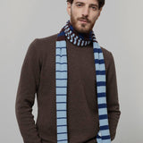 Sciarpa Cashmere Sottile a Righe Azzurro Rino - Rifò Lab Moda circolare made in Italy