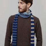 Sciarpa Cashmere Sottile a Righe Blu Rino - Rifò Lab Moda circolare made in Italy