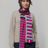 Sciarpa Cashmere Sottile a Righe Fucsia Rino - Rifò Lab Moda circolare made in Italy