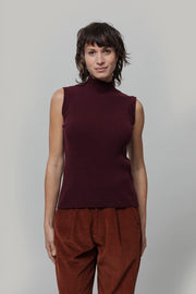Gilet Donna Collo Alto Lana Riciclata Mariella  - Rifò Lab Moda circolare made in Italy
Viola Uva