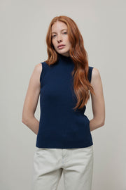 Gilet Donna Collo Alto Lana Riciclata Mariella  - Rifò Lab Moda circolare made in Italy
Blu Abisso
