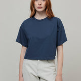 T Shirt Crop Top Donna Cotone Rigenerato Blu Alessia - Rifò