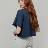 T Shirt Crop Top Donna Cotone Rigenerato Blu Alessia - Rifò