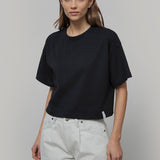 T Shirt Crop Top Donna Cotone Rigenerato Nera Alessia - Rifò