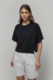 T Shirt Crop Top Donna Cotone Rigenerato Nera Alessia - Rifò