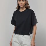 T Shirt Crop Top Donna Cotone Rigenerato Nera Alessia - Rifò