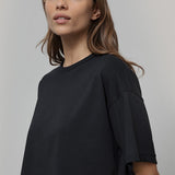 T Shirt Crop Top Donna Cotone Rigenerato Nera Alessia - Rifò