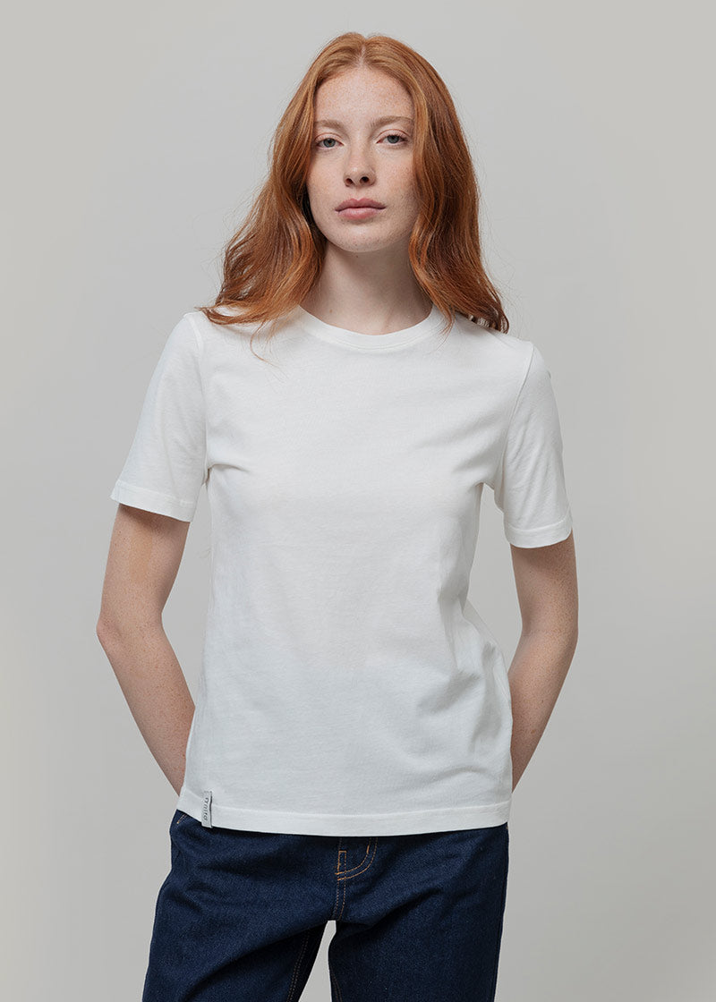 T-Shirt Donna Cotone Rigenerato Mimma Bianco - Rifò Lab Moda circolare made in Italy