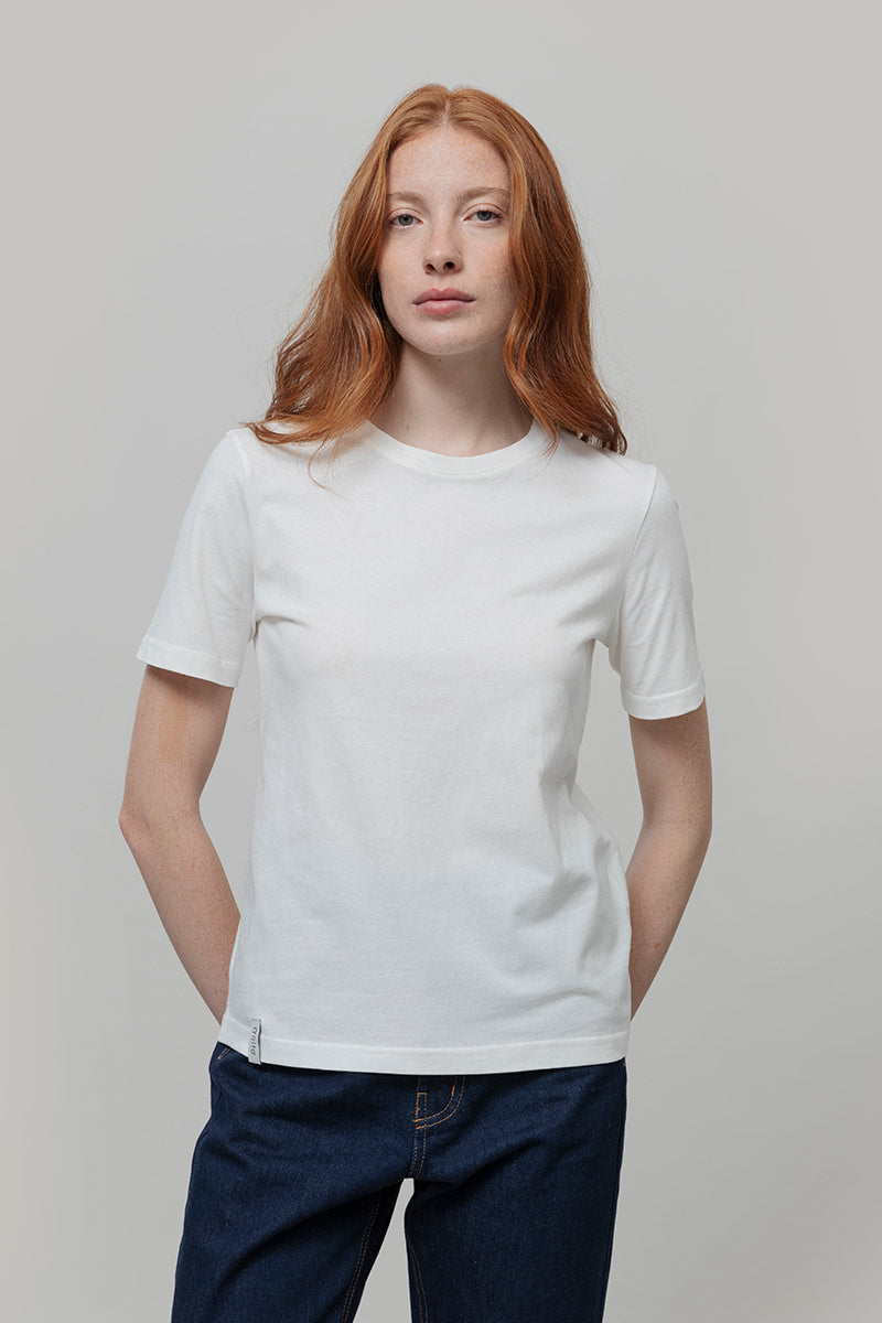 T-Shirt Donna Cotone Rigenerato Mimma Bianco - Rifò Lab Moda circolare made in Italy