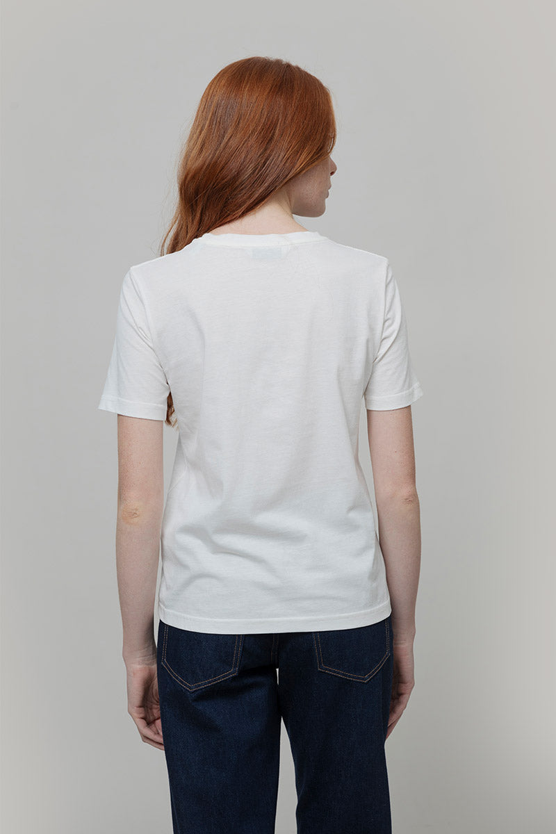 T-Shirt Donna Cotone Rigenerato Mimma Bianco - Rifò Lab Moda circolare made in Italy