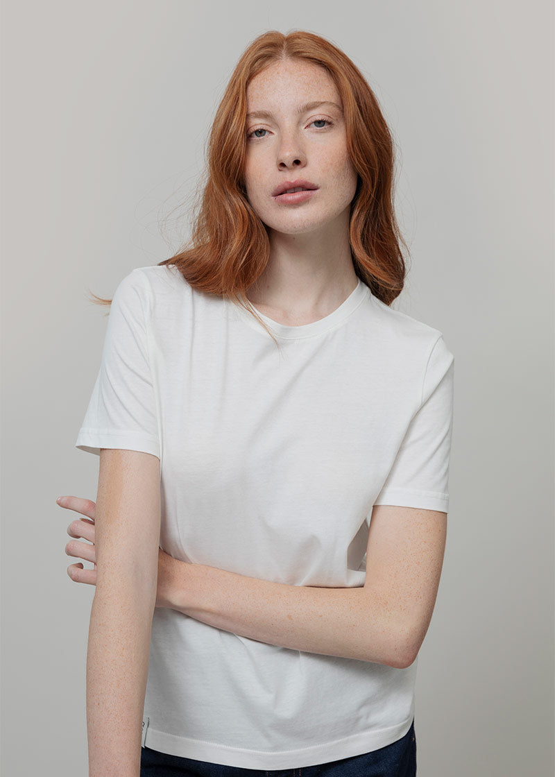 T-Shirt Donna Cotone Rigenerato Mimma Bianco - Rifò Lab Moda circolare made in Italy