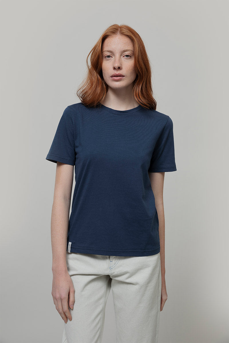 T-Shirt Donna Cotone Rigenerato Mimma Blu