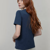 T-Shirt Donna Cotone Rigenerato Mimma Blu