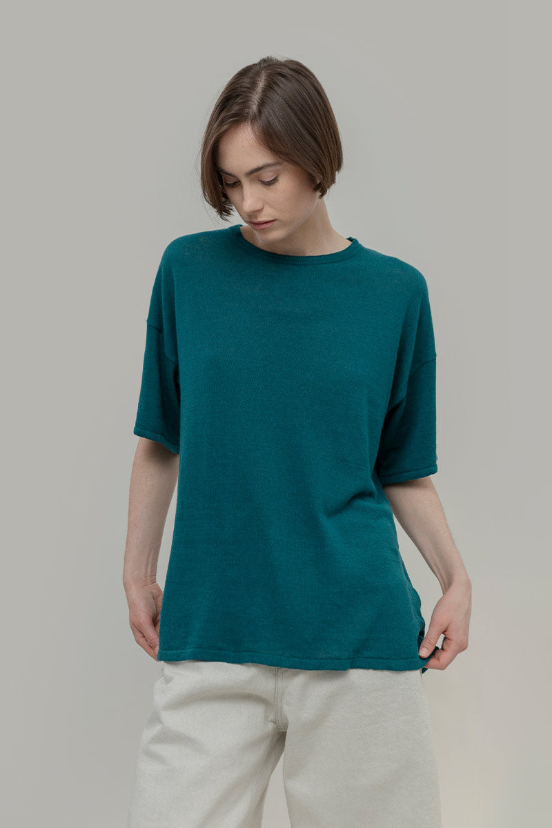 T-shirt in Maglia Donna Lino Riciclato Febe - Rifò Lab Moda circolare made in Italy