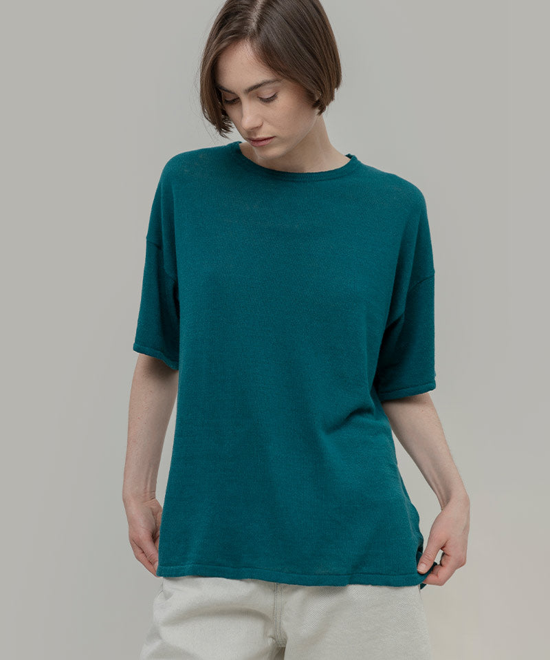 T-shirt in Maglia Donna Lino Riciclato Febe - Rifò Lab Moda circolare made in Italy