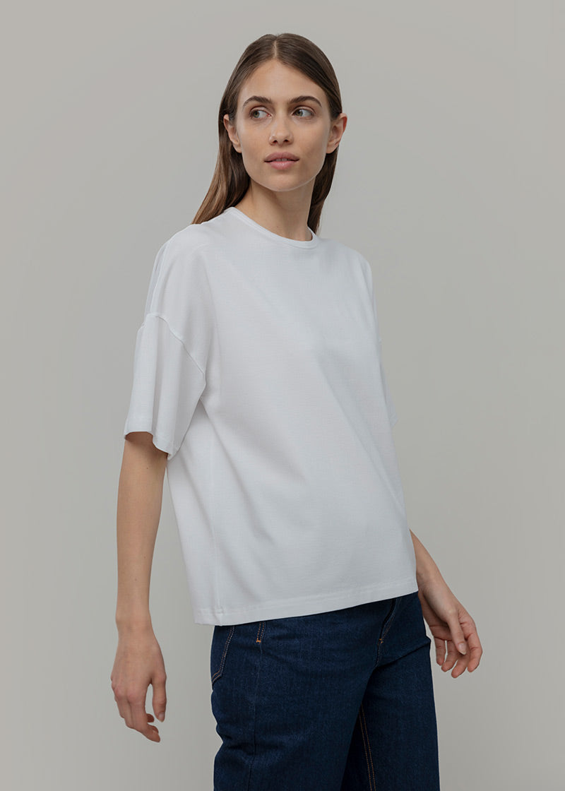 T Shirt Oversize Donna Bianca Viscosa Sienna - Rifò Lab Moda circolare made in Italy