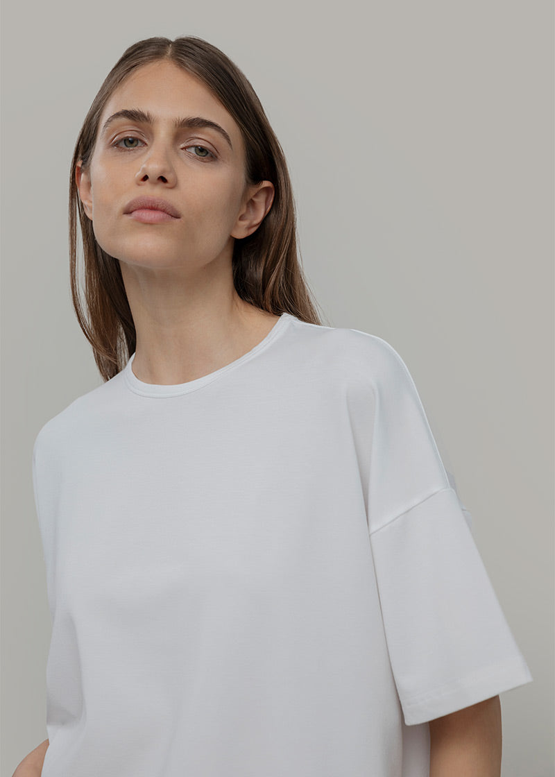 T Shirt Oversize Donna Bianca Viscosa Sienna - Rifò Lab Moda circolare made in Italy